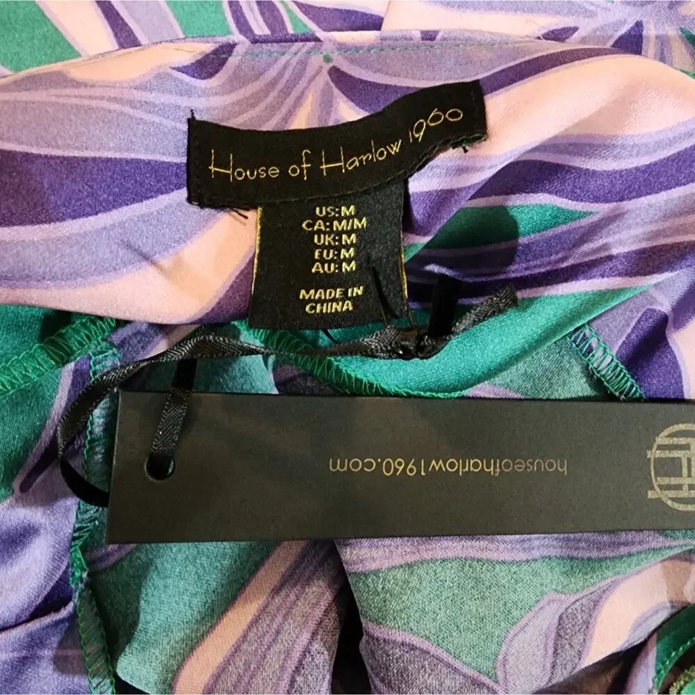 House of Harlow 1960 x Revolve 60s 70s vibes satin maxi dress size medium new - Picture 8 of 10